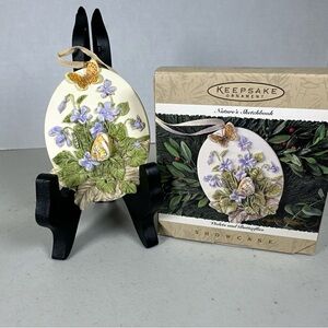 Hallmark Keepsake Orn MIB 1995 Natures Sketchbook Violets and Butterflies